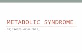 METABOLIC SYNDROME Rajeswari Arun PGY2. Objectives 1. Understand metabolic syndrome and identify implications for pediatric populations. 2. Describe the.