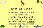 What is Life? Because there is no one universal definition for all life, it is therefore defined by the common characteristics that it shares.