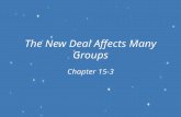 The New Deal Affects Many Groups Chapter 15-3. The New Deal Brings new Opportunities The New deal would provide new opportunities for many including women.