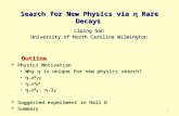 Search for New Physics via η Rare Decays Search for New Physics via η Rare Decays Liping Gan University of North Carolina Wilmington 1 Outline Outline.