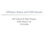 NIRSpec Status and PDR Results Jeff Valenti & Mike Regan 2006 March 16 TIPS/JIM.