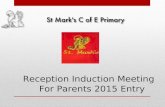 Reception Induction Meeting For Parents 2015 Entry.