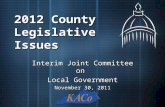 2012 County Legislative Issues Interim Joint Committee on Local Government November 30, 2011.