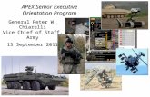 APEX Senior Executive Orientation Program General Peter W. Chiarelli Vice Chief of Staff, Army 13 September 2011.