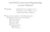 COIT29222-Structured Programming Lecture Week 09  Reading: Textbook (4 th Ed.), Chapters 2 & 3 Textbook (6 th Ed.), Chapters 5 & 6 Study Guide Book 3,