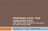 PREPARE FOR THE UNEXPECTED: THE TWIST AND TURNS ON THE ROAD OF DATA COLLECTION Shwu-Wen Lin CLIO 3 March 2009.