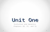 Unit One Evolution and Genetics Chapters 20, 21, and 22.