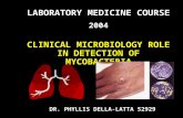 LABORATORY MEDICINE COURSE 2004 CLINICAL MICROBIOLOGY ROLE IN DETECTION OF MYCOBACTERIA DR. PHYLLIS DELLA-LATTA 52929.
