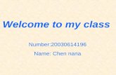 Welcome to my class Number:20030614196 Name: Chen nana.