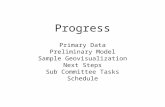 Progress Primary Data Preliminary Model Sample Geovisualization Next Steps Sub Committee Tasks Schedule.