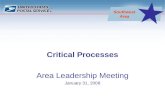 Southwest Area Critical Processes Area Leadership Meeting January 31, 2008.