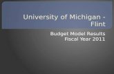 Budget Model Results Fiscal Year 2011. Prior budget system featured central control and fixed budgets Current budget system is variable with decentralized.