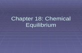 Chapter 18: Chemical Equilibrium. 1. The Concept of Equilibrium   A. Equilibrium exists when two opposing processes occur at the same rate.   B. Reversible.
