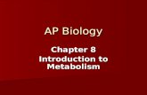 AP Biology Chapter 8 Introduction to Metabolism. Metabolism The chemistry of life is organized into metabolic pathways. The chemistry of life is organized.
