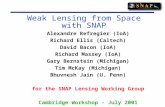 Weak Lensing from Space with SNAP Alexandre Refregier (IoA) Richard Ellis (Caltech) David Bacon (IoA) Richard Massey (IoA) Gary Bernstein (Michigan) Tim.
