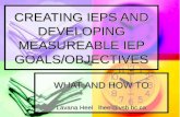 CREATING IEPS AND DEVELOPING MEASUREABLE IEP GOALS/OBJECTIVES WHAT AND HOW TO Lavana Heel lheel@vsb.bc.ca.