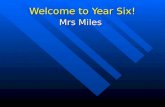 Welcome to Year Six! Mrs Miles. Meeting Objectives To meet you and introduce myself. To meet you and introduce myself. To introduce key features of Year.