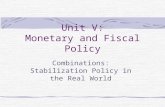 Unit V: Monetary and Fiscal Policy Combinations: Stabilization Policy in the Real World.