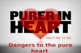 Dangers to the pure heart. In This Study What is a pure heart? (What God’s word says about purity of heart) Integrity and Honesty Self-control and Patience.