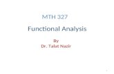 1 By Dr. Talat Nazir Functional Analysis MTH 327.