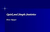 Quick and Simple Statistics Peter Kasper. Basic Concepts Variables & Distributions Variables & Distributions Mean & Standard Deviation Mean & Standard.