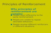 Principles of Reinforcement People react differently to the same reinforcement. People are unable to repeat desirable behaviors. People receive different.