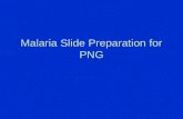 Malaria Slide Preparation for PNG. Preparing the Slide  Place the Malaria label on the frosted end of the slide. Conduct the fingerstick and fill the.