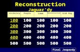 Reconstruction Jaguar’dy Vocabulary People Laws Reconstruction Grab Bag 100 200 300 400 500 100100100100 200200200200 300300300300 400400400400 500500500500.