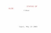 STATUS OF KLOE F. Bossi Capri, May 23 2003. KLOE SHUTDOWN ACTIVITIES  New interaction region  QCAL upgrades  New computing resources  Monte Carlo.