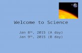 Welcome to Science Jan 8 th, 2015 (A day) Jan 9 th, 2015 (B day)