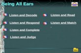 Being All Ears Being All Ears Listen and Decode Listen and Respond Listen and Complete Listen and Judge Listen and Read Listen and Match.