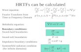 HRTFs can be calculated Sound-hard boundaries: Sound-soft boundaries: Impedance boundary conditions: Sommerfeld radiation condition (for infinite domains):