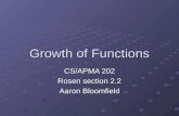 1 Growth of Functions CS/APMA 202 Rosen section 2.2 Aaron Bloomfield.