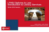 LPAB Diploma in Law Introduction to Library Services Winter 2010 Session University of Sydney Freehills Law Library Patrick O'Mara – LPAB Librarian.