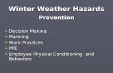 Winter Weather Hazards Prevention ► Decision Making ► Planning ► Work Practices ► PPE ► Employee Physical Conditioning and Behaviors.