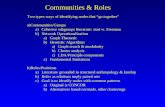 Communities & Roles Two types ways of identifying nodes that “go together” a)Communities/Groups a)Cohesive subgroups literature: start w. Freeman b)Network.