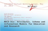 MACE-Dir: Attributes, Schema and Information Models for Education and Research InCommon Virtual Working Groups, May 21, 2013 Keith Hazelton MACE-Dir Chair,