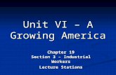 Unit VI – A Growing America Chapter 19 Section 3 – Industrial Workers Lecture Stations.