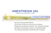 ANESTHESIA 101 Surgery Core program Nov 4, 2008 Desiree Persaud MD FRCPC Associate Professor University of Ottawa Regional Anesthesia Director, The Ottawa.