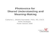 Photovoice for Shared Understanding and Meaning-Making Catherine L. (Walsh) Ramstetter, PhDc, MS, CSCS AAHE Strategies Poster Session 2009.