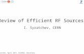 I. Syratchev, April 2015, EuCARD2, Barcelona. Review of Efficient RF Sources I. Syratchev, CERN.