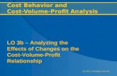@ 2012, Cengage Learning Cost Behavior and Cost-Volume-Profit Analysis LO 3b – Analyzing the Effects of Changes on the Cost-Volume-Profit Relationship.