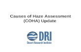 Causes of Haze Assessment (COHA) Update. Current and near-future Major Tasks Visibility trends analysis Assess meteorological representativeness of 2002.