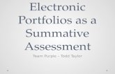 Electronic Portfolios as a Summative Assessment Team Purple – Todd Taylor.