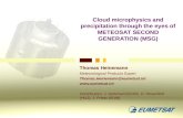 Cloud microphysics and precipitation through the eyes of METEOSAT SECOND GENERATION (MSG) Thomas Heinemann Meteorological Products Expert Thomas.Heinemann@eumetsat.int.
