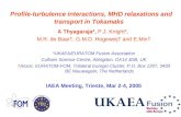 1 Profile-turbulence interactions, MHD relaxations and transport in Tokamaks A Thyagaraja*, P.J. Knight*, M.R. de Baar†, G.M.D. Hogeweij† and E.Min† *UKAEA/EURATOM.
