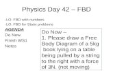 Physics Day 42 – FBD -LO: FBD with numbers -LO: FBD for Static problems AGENDA Do Now Finish WS1 Notes Do Now – 1. Please draw a Free Body Diagram of a.