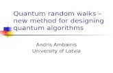 Quantum random walks – new method for designing quantum algorithms Andris Ambainis University of Latvia.