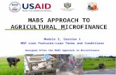 MABS APPROACH TO AGRICULTURAL MICROFINANCE Module 2, Session 1 MAP Loan Features:Loan Terms and Conditions Designed After the MABS Approach to Microfinance.