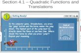 Section 4.1 – Quadratic Functions and Translations.
